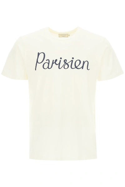 Shop Maison Kitsuné Maison Kitsune Parisien Print T-shirt In Latte