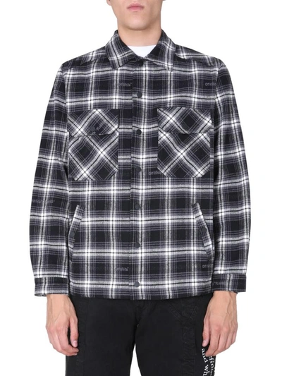 Shop Off-white Checked Flannel Jacket In Black