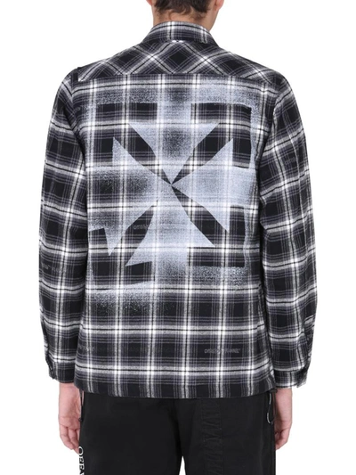 Shop Off-white Checked Flannel Jacket In Black