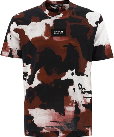 Shop Dolce & Gabbana Camouflage T-shirt In Bordeaux