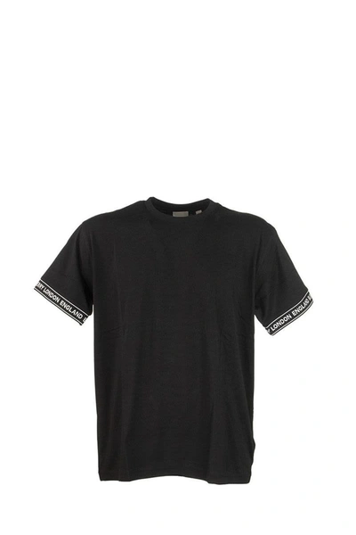 Shop Burberry Logo Tape Cotton Oversized T-shirt Teslow Black