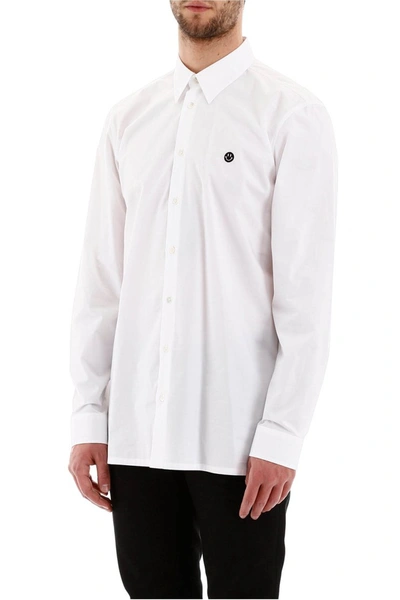 Shop Raf Simons Shirt With Smiley Embroidery In White