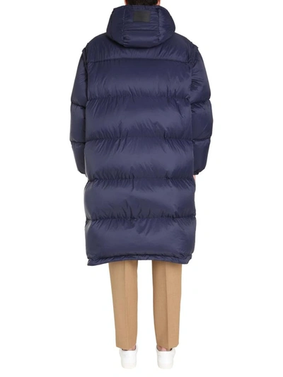 Shop Msgm Oversize Fit Down Jacket In Blue
