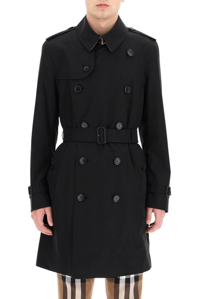 Shop Burberry Kensington Medium Trench Coat In Black