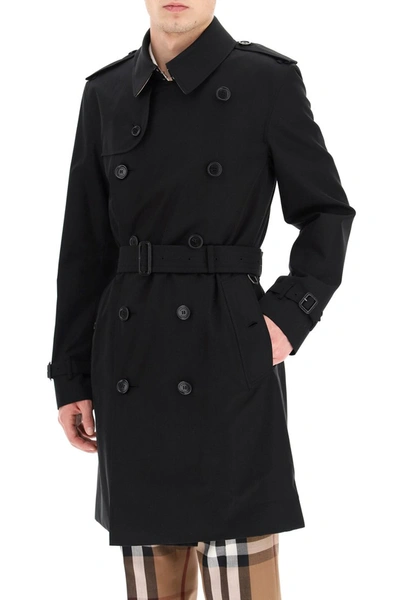 Shop Burberry Kensington Medium Trench Coat In Black