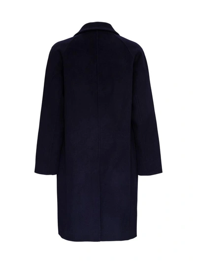 Shop Nanushka Single-breasted Blue Wool Coat