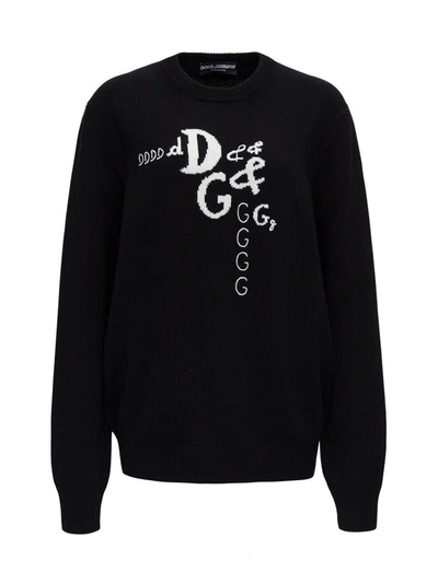 Shop Dolce & Gabbana Sweater With Embroidered Logo In Black