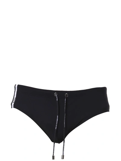 Shop Dolce & Gabbana Slip Swimsuit In Black
