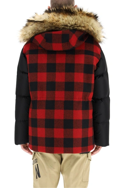 Shop Dsquared2 Two-material Parka With Removable Interior In Black Red