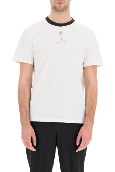 Shop Maison Margiela 3-pack T-shirt With Stamps In White Body Contrast Rib