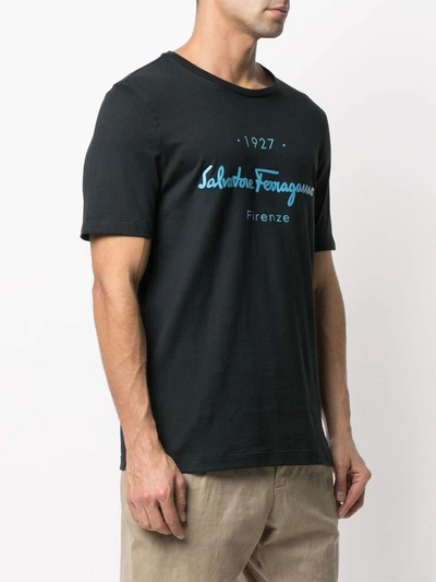 Salvatore Ferragamo Logo-print Crew-neck T-shirt In Black | ModeSens