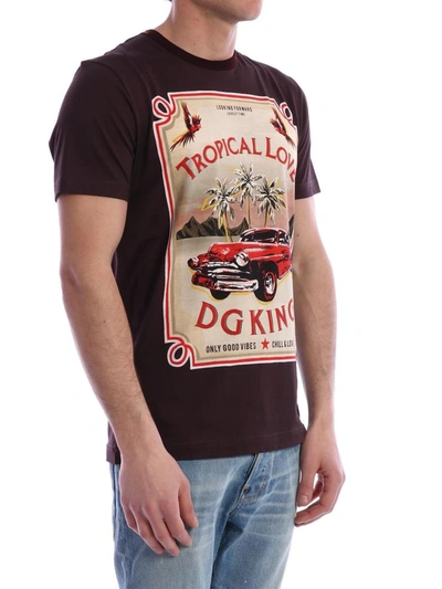Shop Dolce & Gabbana T-shirt Tropical Love In Brown