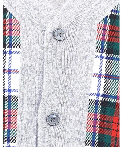 Shop Comme Des Garçons Shirt Tartan Wool Cardigan In Grey