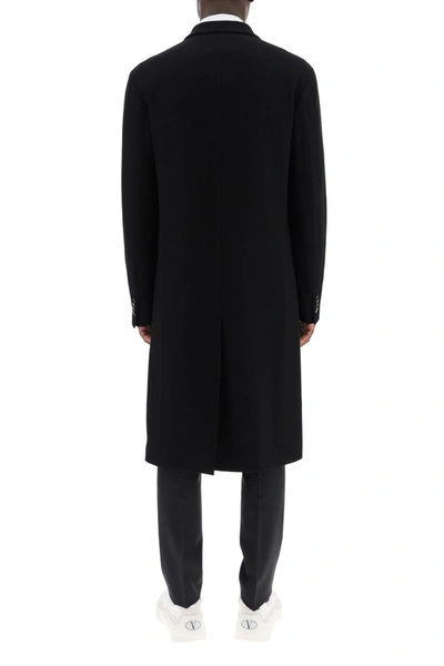 Shop Valentino Wool Coat With V Logo In Nero