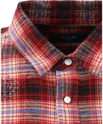 Shop Amiri Bleached Flannel Shirt In Red