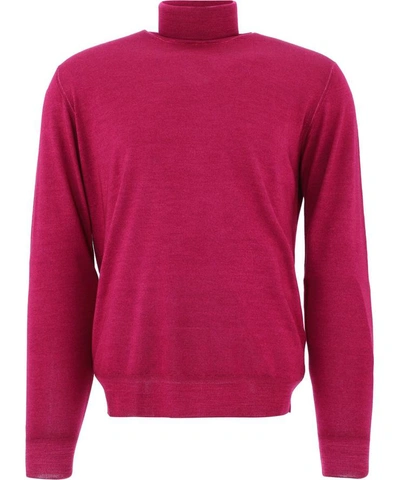 Shop Lardini Knitted Wool Sweater In Fuchsia