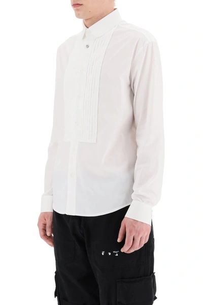 Shop Off-white Now Print Tuxedo Shirt In White Black