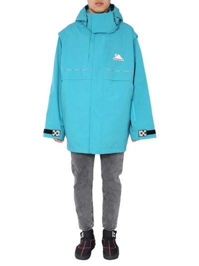 Shop Off-white Hooded Jacket In Blue