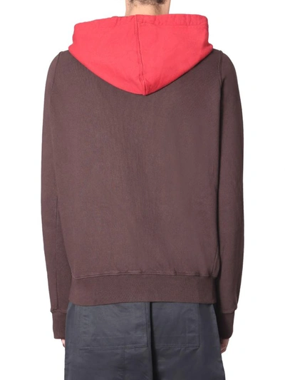 Shop Rick Owens Drkshdw "jason S" Hooded Sweatshirt With Zip In Brown