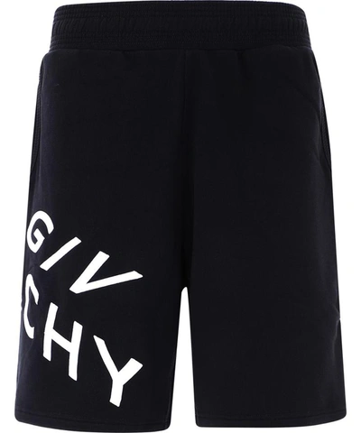 Shop Givenchy "refracted" Embroidered Shorts In Black  
