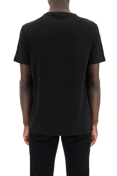 Shop Versace T-shirt With Gv Signature Embroidery In Nero   Bianco