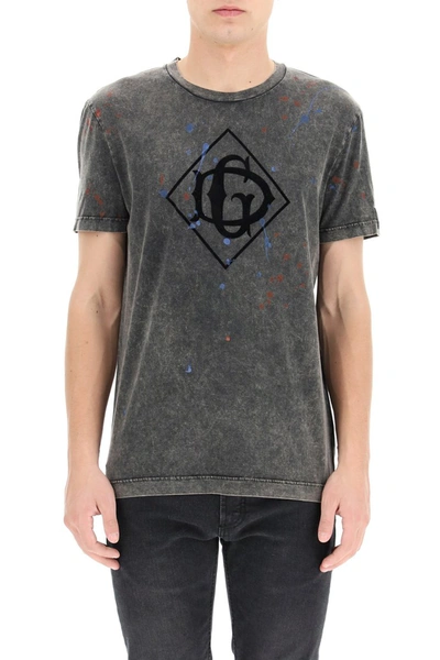 Shop Dolce & Gabbana Dg Flocked Logo T-shirt In Variante Abbinata