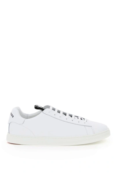 Shop Dsquared2 Evolution Tape Leather Sneakers In Bianco Nero