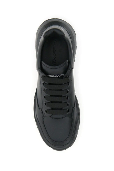Shop Alexander Mcqueen Leather Court Sneakers In Black