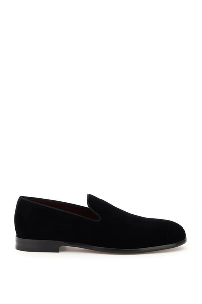 Shop Dolce & Gabbana Leonardo Velvet Loafers In Nero