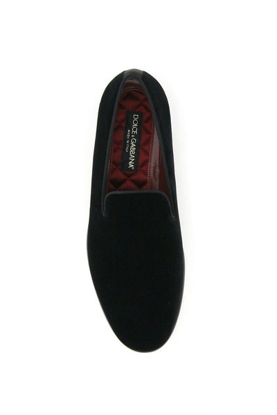 Shop Dolce & Gabbana Leonardo Velvet Loafers In Nero