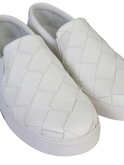 Shop Bottega Veneta Braided Nappa Slip - On In White