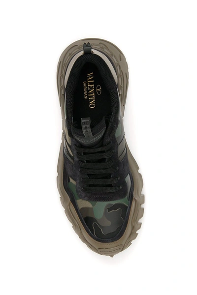 Shop Valentino Garavani Rockrunner Plus Sneakers In Army Green Brushwood