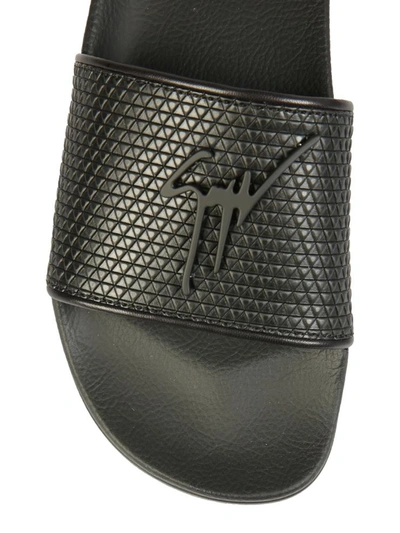 Shop Giuseppe Zanotti Rubber Slide Sandals In Black
