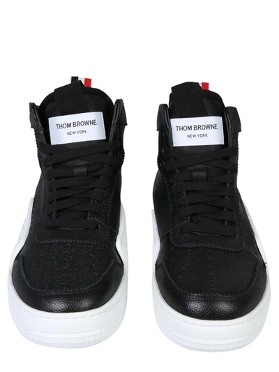 Shop Thom Browne High Top Basketball Sneakers In Black