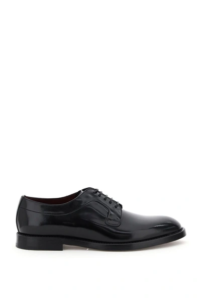 Shop Dolce & Gabbana Giotto Leather Lace-up Shoes In Nero