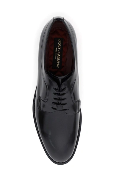 Shop Dolce & Gabbana Giotto Leather Lace-up Shoes In Nero