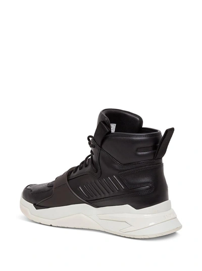 Shop Balmain Black Leather B-ball Sneaker