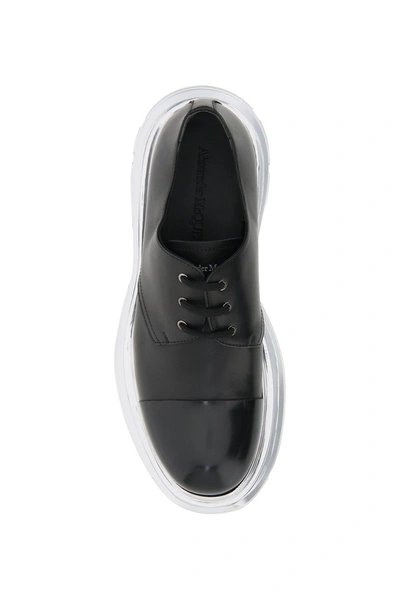 Shop Alexander Mcqueen Tread Derby Shoes In Black Black Silver