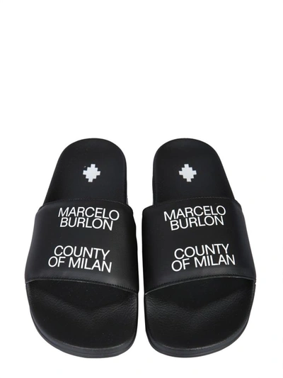Shop Marcelo Burlon County Of Milan Slide Sandals In Black