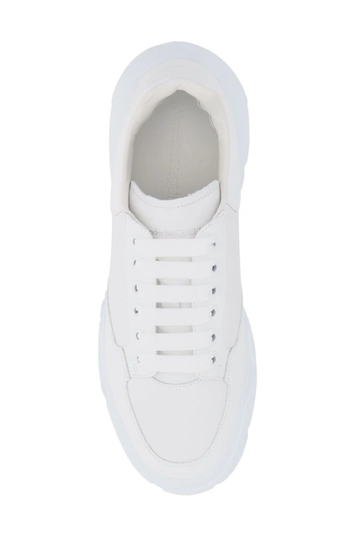Shop Alexander Mcqueen Leather Court Sneakers In White White