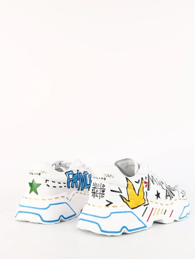 Shop Dolce & Gabbana Daymaster Sneaker Hand Painted In White