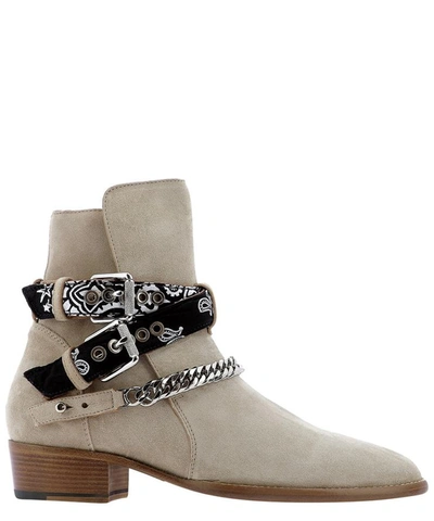 Shop Amiri "bandana Buckle" Ankle Boots In Beige