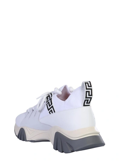 Shop Versace "squalo Knit" Sneakers In White
