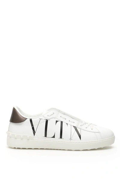 Shop Valentino Garavani Open Vltn Sneakers In Bianco Nero Bianco
