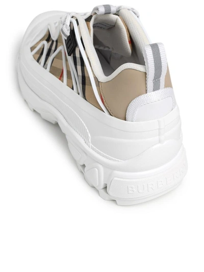 Shop Burberry Mf Artur Check Sneakers In Beige