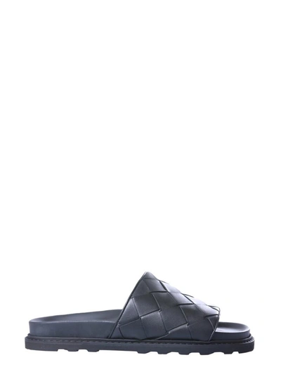 Shop Bottega Veneta Braided Nappa Leather Slide Sandal In Black