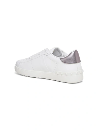 Shop Valentino Open Sneakers With Vltn Print In Leather In White