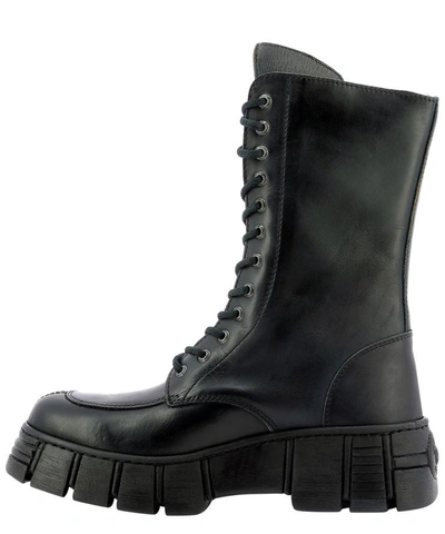 Shop New Rock Leather Military Boots In Black  