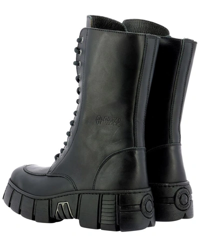 Shop New Rock Leather Military Boots In Black  