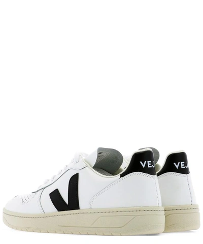 Shop Veja "v-10" Leather Sneakers In White